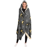 Stubborn Shiba Hooded Blanket - Black & Tan (Grey)