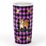 Stubborn Shiba - Red Plaid 20 Oz Tumbler