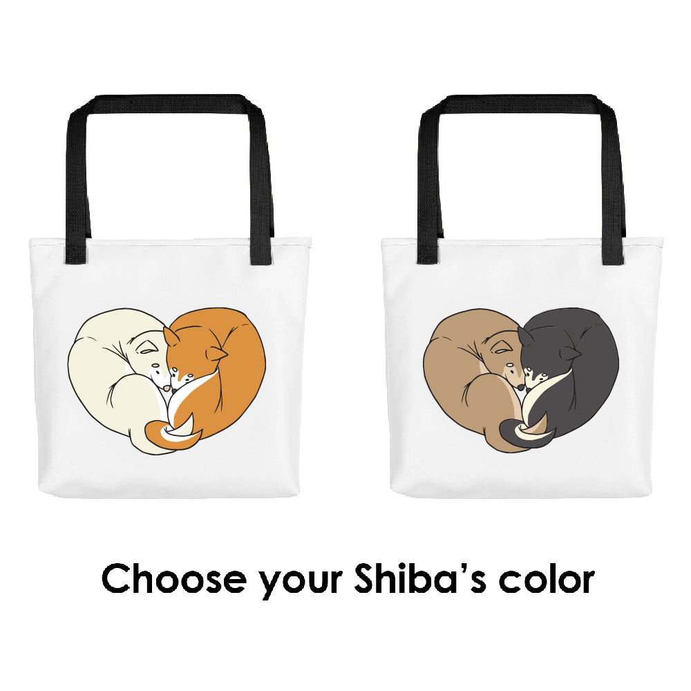 Shiba Inu Love Canvas Tote Handbags