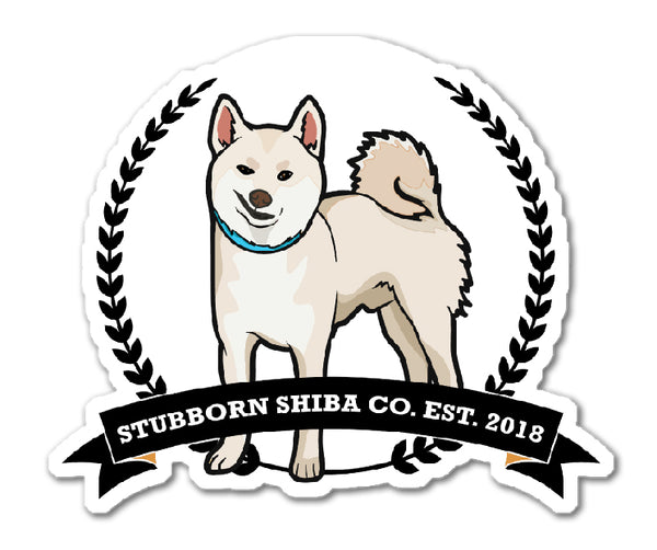 Stubborn Cream Shiba Logo - Kiss Cut Stickers