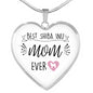 Best Shiba Inu Mom Ever Heart Pendant (White)