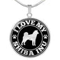 I love my Shiba Inu - Round Necklace - Stubborn Shiba Co