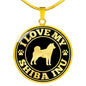 I love my Shiba Inu - Round Necklace - Stubborn Shiba Co