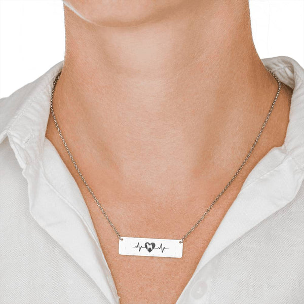 Shiba Inu Heart Pulse - Horizontal Bar Necklace