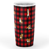 Stubborn Shiba - Red Plaid 20 Oz Tumbler