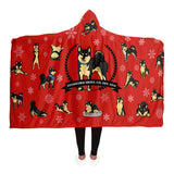 Stubborn Shiba Hooded Blanket - Black & Tan (Red)