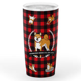 Stubborn Shiba - Red Plaid 20 Oz Tumbler