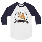 Red Stubborn Shiba Co's Men's 3/4 sleeve raglan shirt - Stubborn Shiba Co