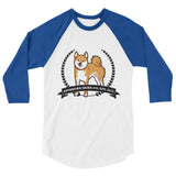 Red Stubborn Shiba Co's Men's 3/4 sleeve raglan shirt - Stubborn Shiba Co
