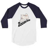 Zoomies!! Cream Shiba - 3/4 sleeve raglan shirt - Stubborn Shiba Co