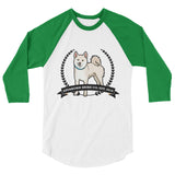 Cream Stubborn Shiba Co's Men's 3/4 sleeve raglan shirt - Stubborn Shiba Co