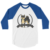 Black & Tan Stubborn Shiba Co's Men's 3/4 sleeve raglan shirt - Stubborn Shiba Co