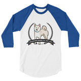 Cream Stubborn Shiba Co's Men's 3/4 sleeve raglan shirt - Stubborn Shiba Co