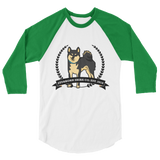 Black & Tan Stubborn Shiba Co's Men's 3/4 sleeve raglan shirt - Stubborn Shiba Co