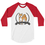 Red Stubborn Shiba Co's Men's 3/4 sleeve raglan shirt - Stubborn Shiba Co