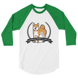 Red Stubborn Shiba Co's Men's 3/4 sleeve raglan shirt - Stubborn Shiba Co