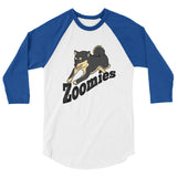 Zoomies!! Black and Tan Shiba - 3/4 sleeve raglan shirt - Stubborn Shiba Co