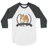 Red Stubborn Shiba Co's Men's 3/4 sleeve raglan shirt - Stubborn Shiba Co
