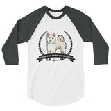 Cream Stubborn Shiba Co's Men's 3/4 sleeve raglan shirt - Stubborn Shiba Co