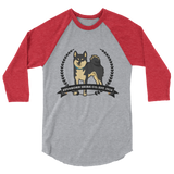 Black & Tan Stubborn Shiba Co's Men's 3/4 sleeve raglan shirt - Stubborn Shiba Co