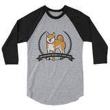 Red Stubborn Shiba Co's Men's 3/4 sleeve raglan shirt - Stubborn Shiba Co