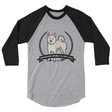Cream Stubborn Shiba Co's Men's 3/4 sleeve raglan shirt - Stubborn Shiba Co
