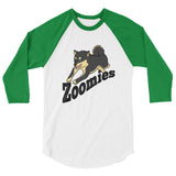 Zoomies!! Black and Tan Shiba - 3/4 sleeve raglan shirt - Stubborn Shiba Co