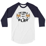The Girls are Out to Play - Red Shiba - 3/4 sleeve raglan shirt