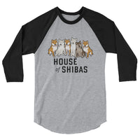 House of Shibas - 3/4 sleeve raglan shirt - Stubborn Shiba Co