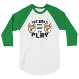 The Girls are Out to Play - Red Shiba - 3/4 sleeve raglan shirt