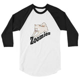 Zoomies!! Cream Shiba - 3/4 sleeve raglan shirt - Stubborn Shiba Co