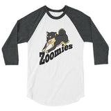 Zoomies!! Black and Tan Shiba - 3/4 sleeve raglan shirt - Stubborn Shiba Co