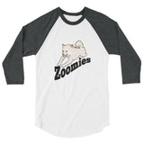 Zoomies!! Cream Shiba - 3/4 sleeve raglan shirt - Stubborn Shiba Co