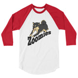Zoomies!! Black and Tan Shiba - 3/4 sleeve raglan shirt - Stubborn Shiba Co