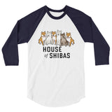 House of Shibas - 3/4 sleeve raglan shirt - Stubborn Shiba Co