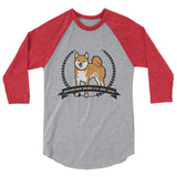 Red Stubborn Shiba Co's Men's 3/4 sleeve raglan shirt - Stubborn Shiba Co