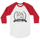 Cream Stubborn Shiba Co's Men's 3/4 sleeve raglan shirt - Stubborn Shiba Co