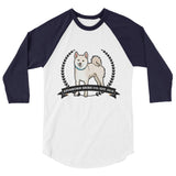 Cream Stubborn Shiba Co's Men's 3/4 sleeve raglan shirt - Stubborn Shiba Co