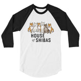 House of Shibas - 3/4 sleeve raglan shirt - Stubborn Shiba Co