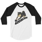 Zoomies!! Black and Tan Shiba - 3/4 sleeve raglan shirt - Stubborn Shiba Co