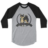 Black & Tan Stubborn Shiba Co's Men's 3/4 sleeve raglan shirt - Stubborn Shiba Co