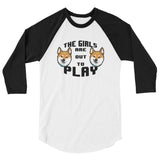 The Girls are Out to Play - Red Shiba - 3/4 sleeve raglan shirt
