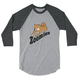 Zoomies!! Red Shiba - 3/4 sleeve raglan shirt - Stubborn Shiba Co