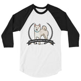 Cream Stubborn Shiba Co's Men's 3/4 sleeve raglan shirt - Stubborn Shiba Co