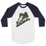 Zoomies!! Black and Tan Shiba - 3/4 sleeve raglan shirt - Stubborn Shiba Co