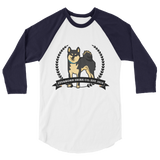 Black & Tan Stubborn Shiba Co's Men's 3/4 sleeve raglan shirt - Stubborn Shiba Co