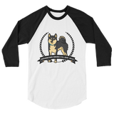 Black & Tan Stubborn Shiba Co's Men's 3/4 sleeve raglan shirt - Stubborn Shiba Co