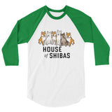House of Shibas - 3/4 sleeve raglan shirt - Stubborn Shiba Co
