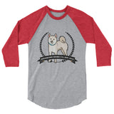 Cream Stubborn Shiba Co's Men's 3/4 sleeve raglan shirt - Stubborn Shiba Co