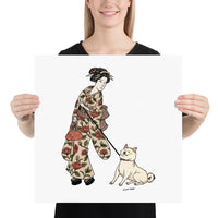 Ukiyoe Stubborn Shiba - Poster (Cream Shiba)